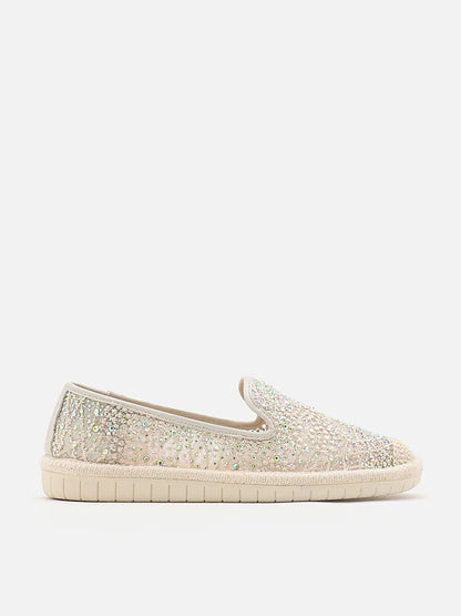 PAZZION, Marissa Crystal Embellished Espadrilles, Beige