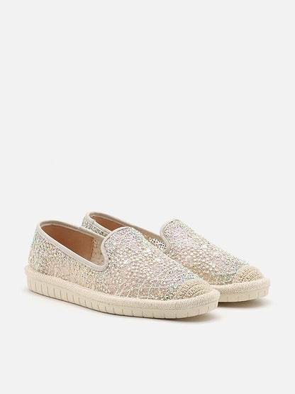 PAZZION, Marissa Crystal Embellished Espadrilles, Beige