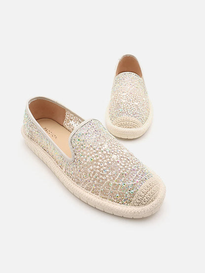 PAZZION, Marissa Crystal Embellished Espadrilles, Beige