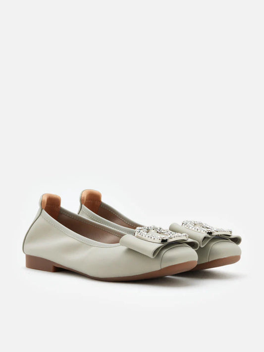 PAZZION, Milla Crystal Buckle Ballet Flats, Grey