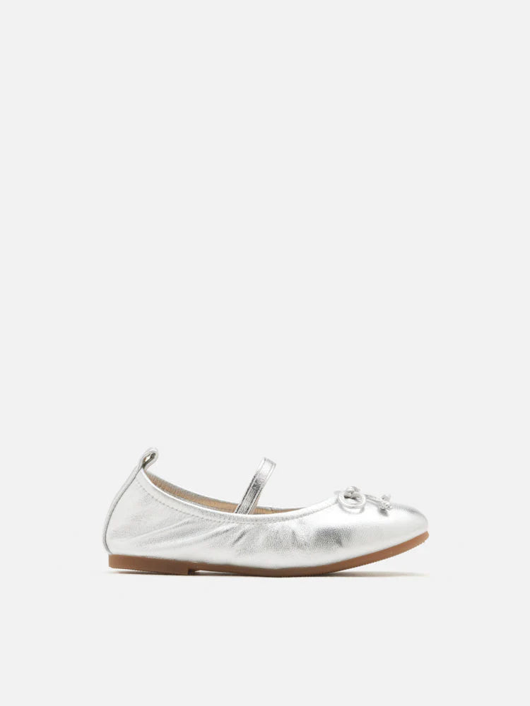 PAZZION, Mini Avery Bow Mary Janes, Silver