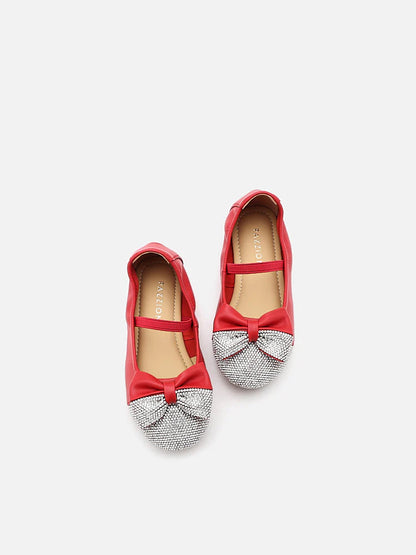 PAZZION, Mini Ayelet Diamante Mary Jane Ballerinas, Red