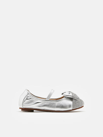 PAZZION, Mini Ayelet Diamante Mary Jane Ballerinas, Silver