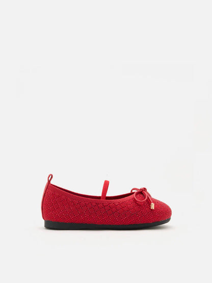 PAZZION, Mini Brooke Crystal Grid Flyknit Flats, Red