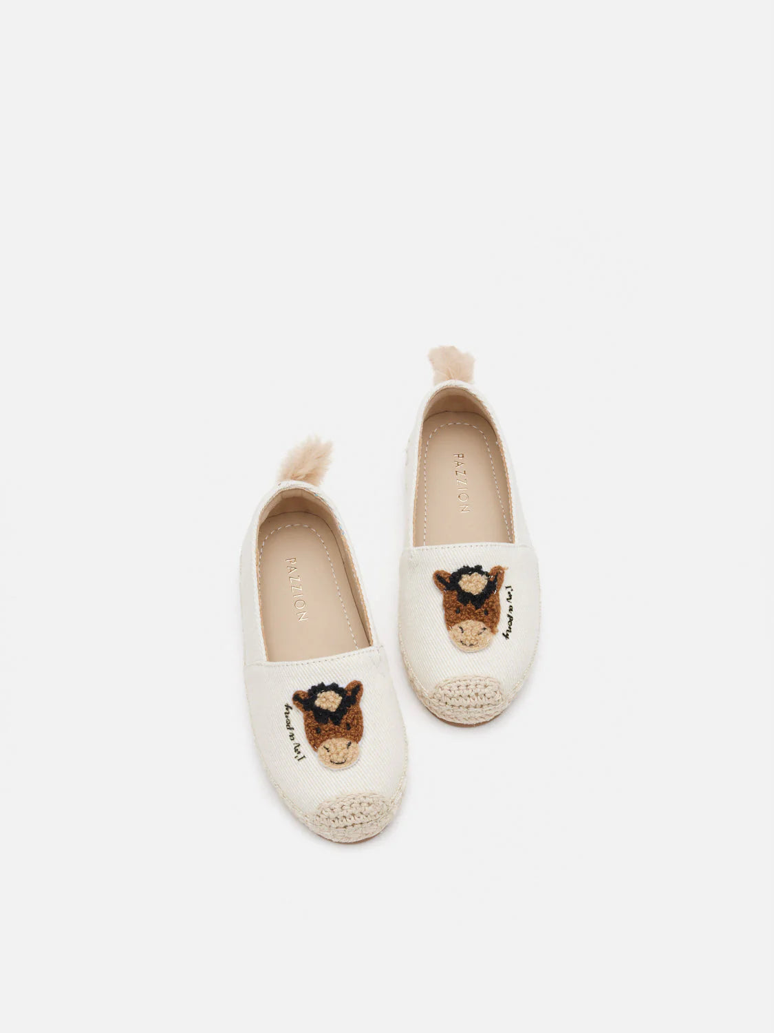 PAZZION, Mini Larisse Horse Motif Espadrilles, Beige