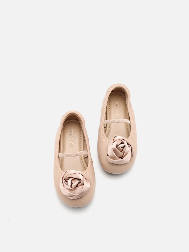 PAZZION, Mini Rosalie Floral Flats, Almond