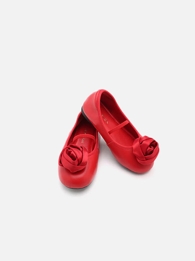 PAZZION, Mini Rosalie Floral Flats, Red