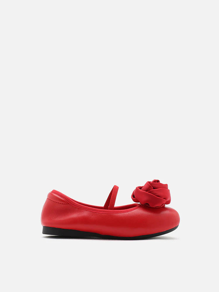 PAZZION, Mini Rosalie Floral Flats, Red