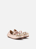PAZZION, Mini Zoelle Pearls and Crystal Encrusted Flats, Champagne