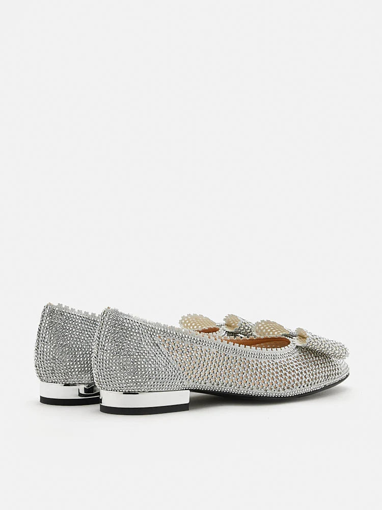 PAZZION, Mirabella Crystal Embellished Ballerinas, Silver