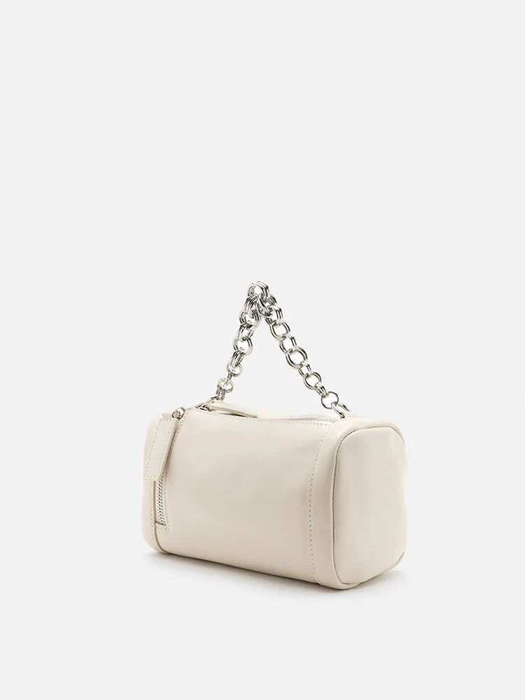 PAZZION, Mireille Leather Box Bag, Beige