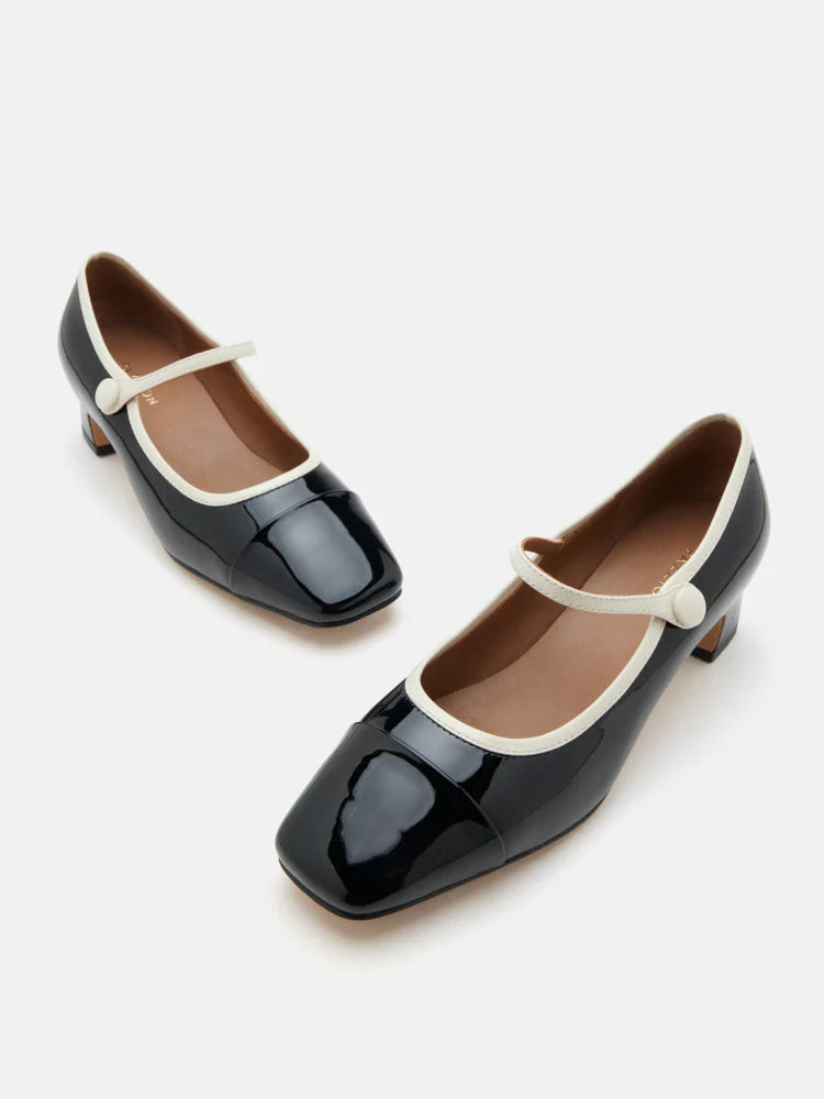 PAZZION, Mirra Patent Leather Mary Jane Heels, Black