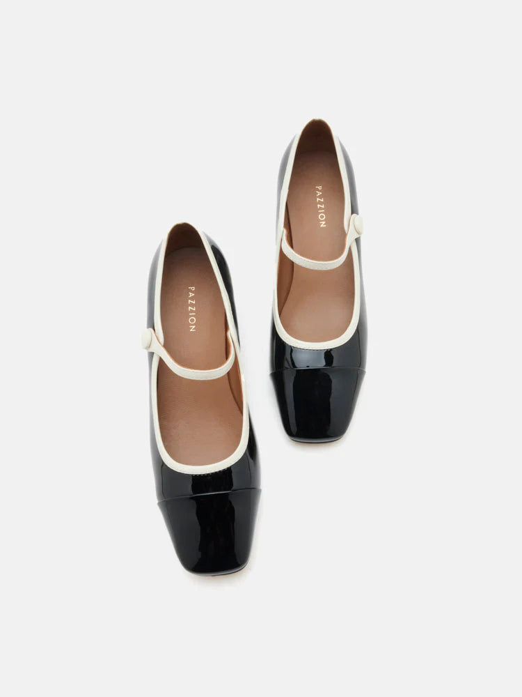 PAZZION, Mirra Patent Leather Mary Jane Heels, Black