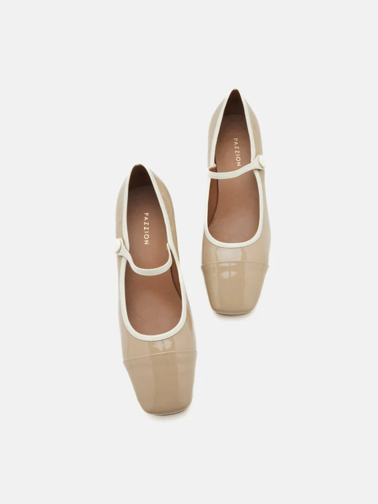 PAZZION, Mirra Patent Leather Mary Jane Heels, Khaki