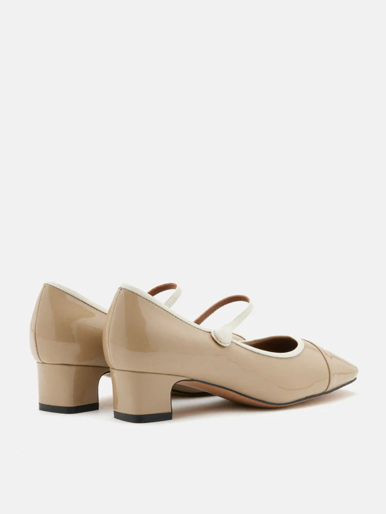 PAZZION, Mirra Patent Leather Mary Jane Heels, Khaki