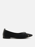 PAZZION, Natalia Bow Pointed-Toe Covered Flats, Black