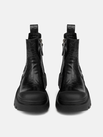 PAZZION, Natalya Leather Ankle Boots, Black