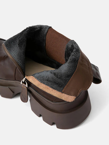 PAZZION, Natalya Leather Ankle Boots, Brown