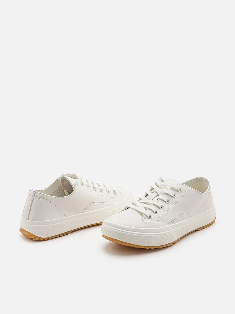 PAZZION, Nayeli Leather Sneakers, White