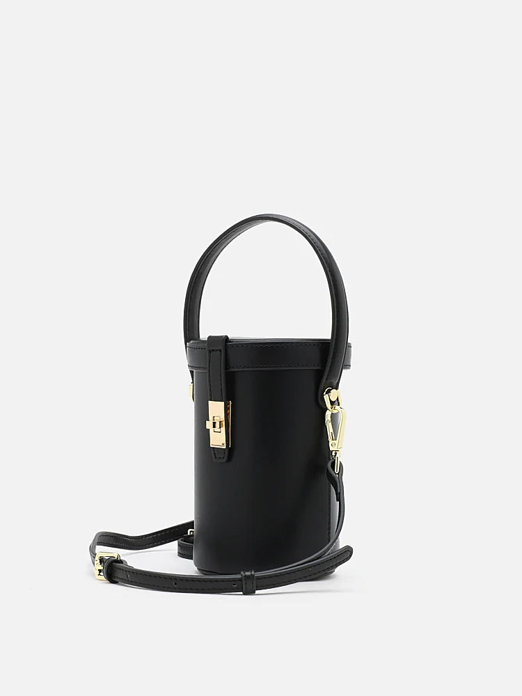 PAZZION, Nicolette Leather Cylinder Bag, Black