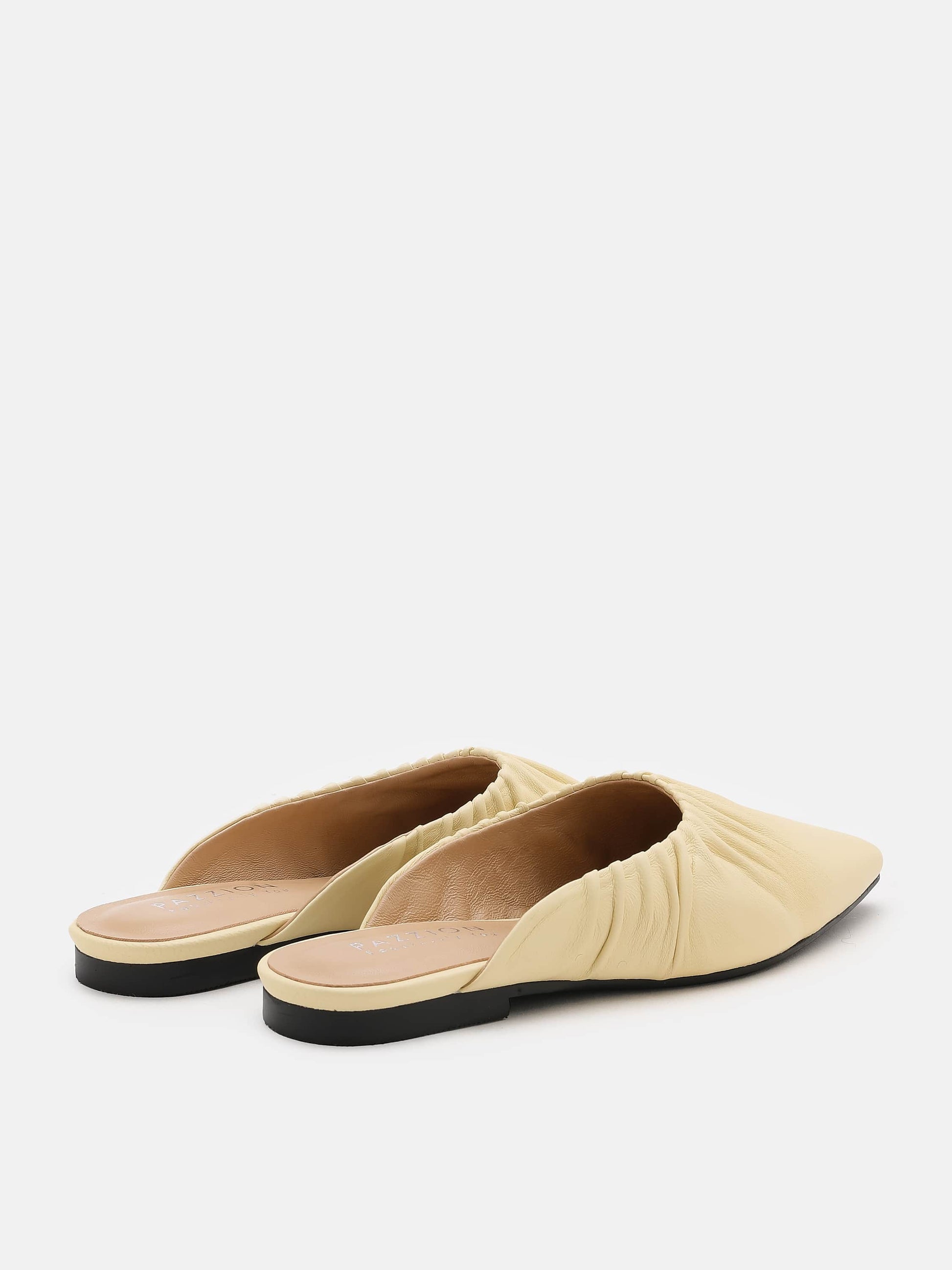 PAZZION, Nikki Supple Leather Slides, Light Yellow