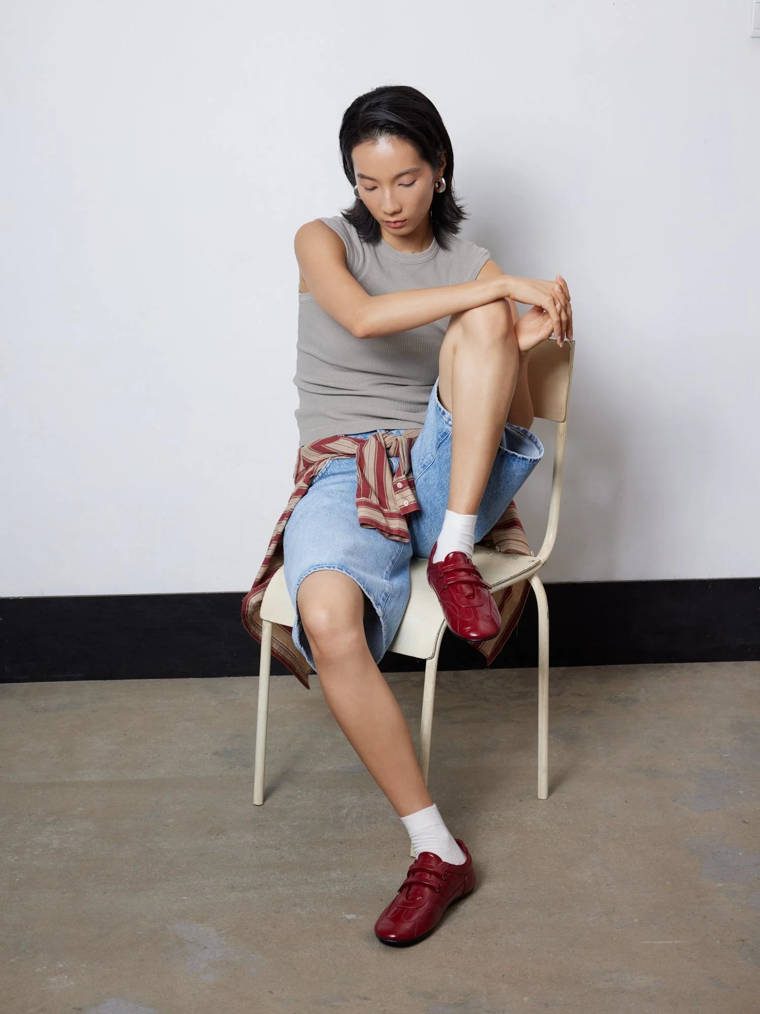 PAZZION, Noralyn Double Velcro Strap Sneakers, Red