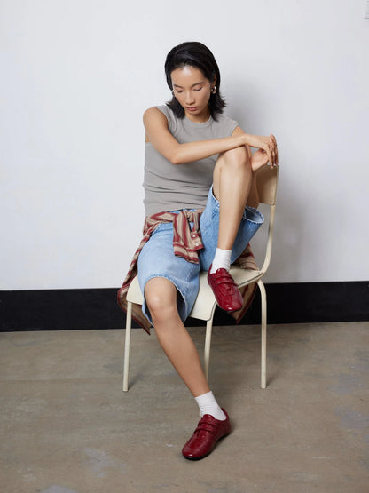 PAZZION, Noralyn Double Velcro Strap Sneakers, Red