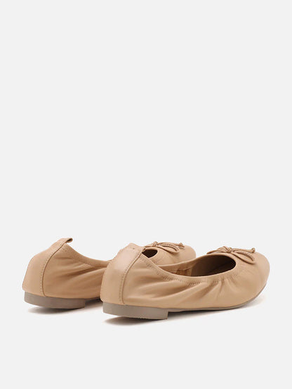 PAZZION, Nova Bow Covered Flats, Almond