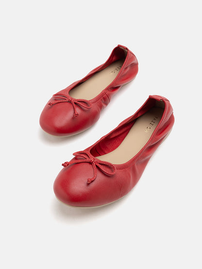 PAZZION, Nova Bow Covered Flats,Red