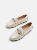 PAZZION, Oak Chained Patent Moccasins, Beige