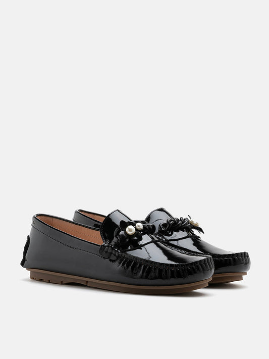 PAZZION, Oak Chained Patent Moccasins, Black