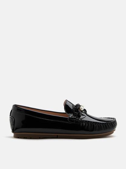 PAZZION, Oak Chained Patent Moccasins, Black