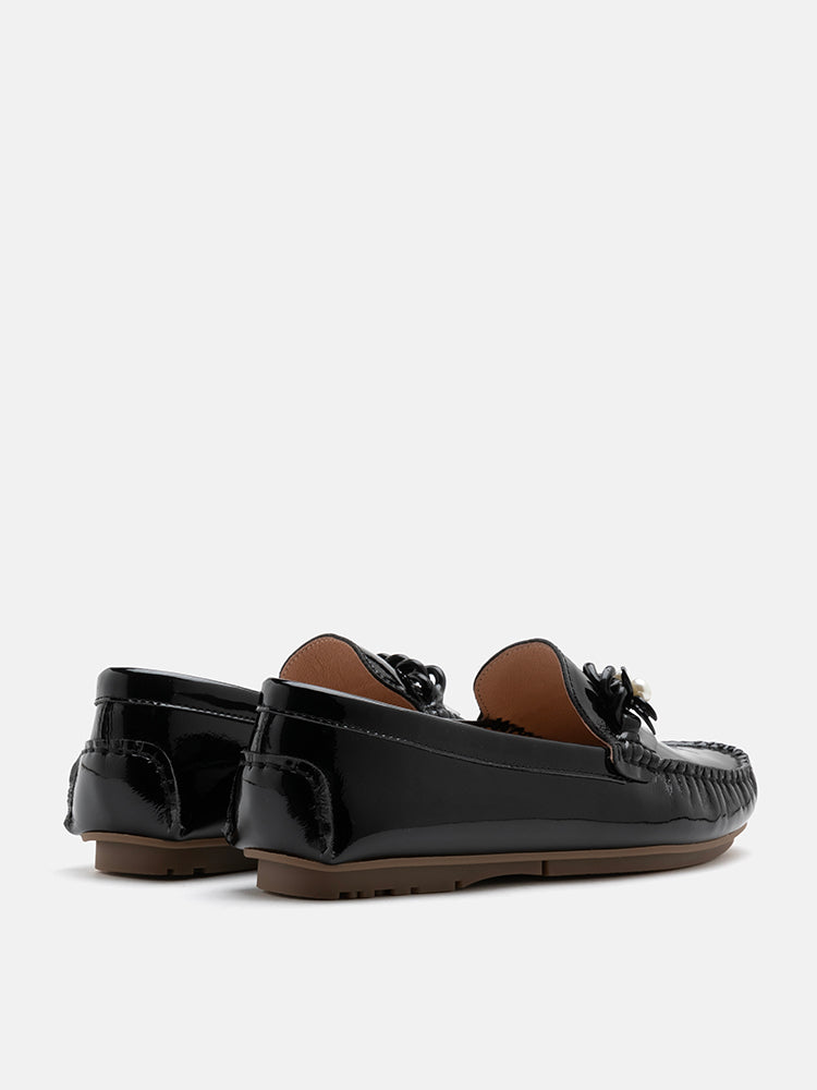 PAZZION, Oak Chained Patent Moccasins, Black