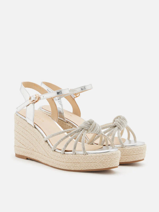 PAZZION, Olivier Crystal-Knot Wedges, Silver