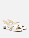 PAZZION, Ona Sparkly Strapped Heels, White