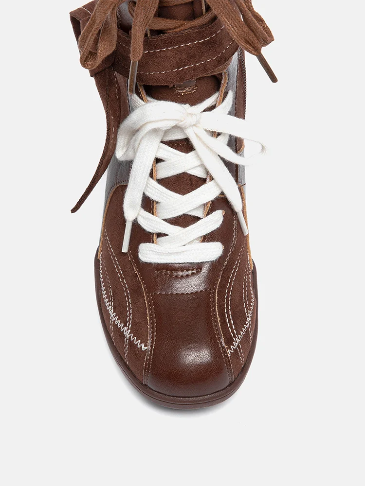 PAZZION, Onyx Velvet Laced Boots, Brown