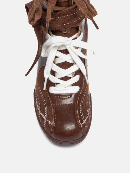 PAZZION, Onyx Velvet Laced Boots, Brown