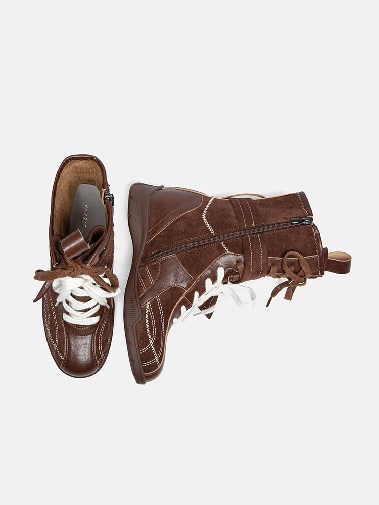 PAZZION, Onyx Velvet Laced Boots, Brown