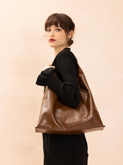 PAZZION, Ophelia Curved Shoulder Bag, Brown