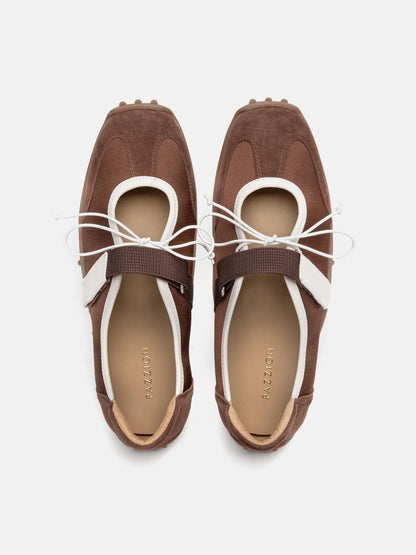 PAZZION, Oravienne Bow-Tied Velcro Sneakers, Brown