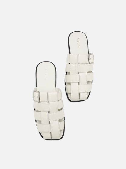 PAZZION, Orinda Weaved Mules, Beige