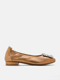PAZZION, Oriole Embellished Buckle Ballet Flats, Bronze