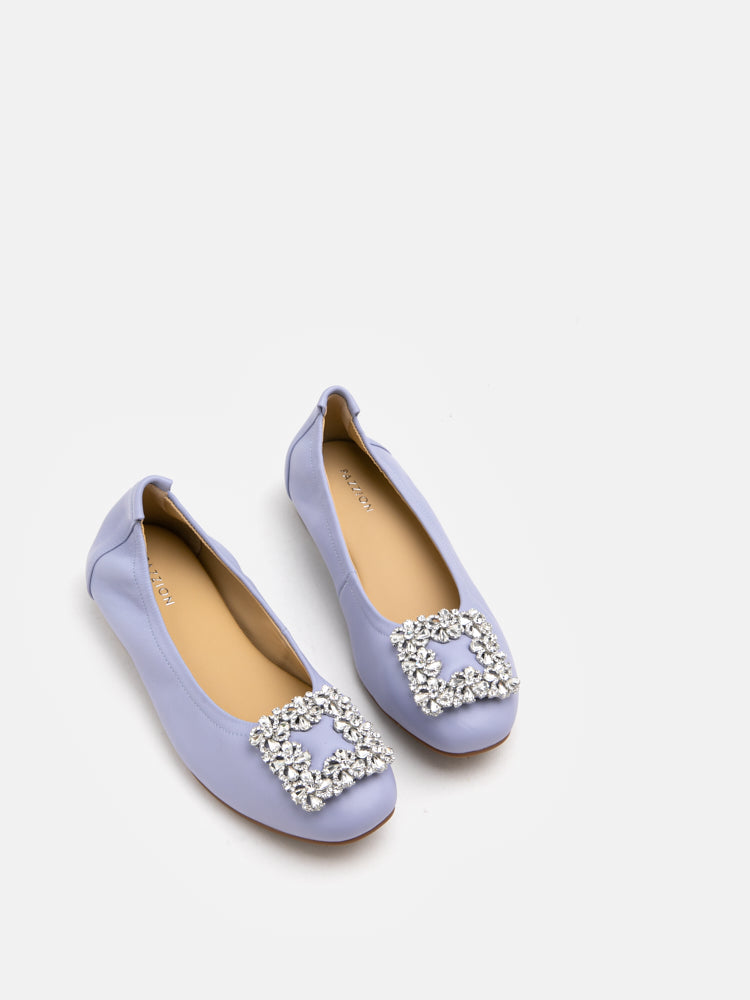 PAZZION, Oriole Embellished Buckle Ballet Flats, Light Purple