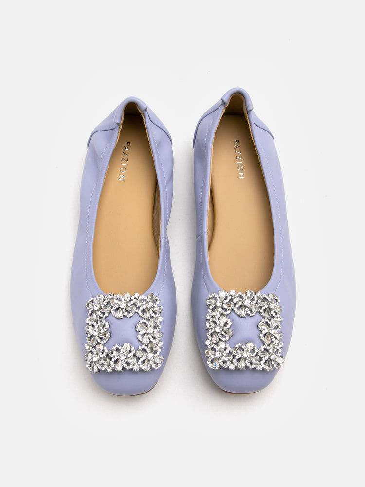 PAZZION, Oriole Embellished Buckle Ballet Flats, Light Purple