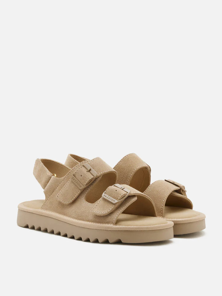 PAZZION, Oriolle Suede Platform Slingback Sandals, Almond