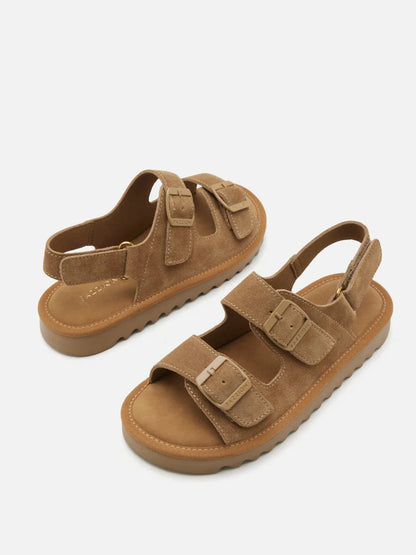 PAZZION, Oriolle Suede Platform Slingback Sandals, Brown