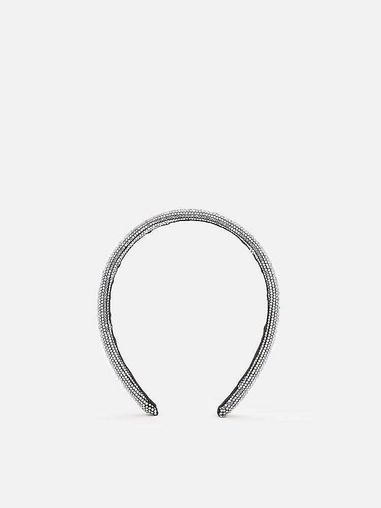 PAZZION, PAZZION Flat Base Embellished Hair Band, Silver