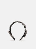 PAZZION, PAZZION Ruched Embellished Hair Band, Pewter
