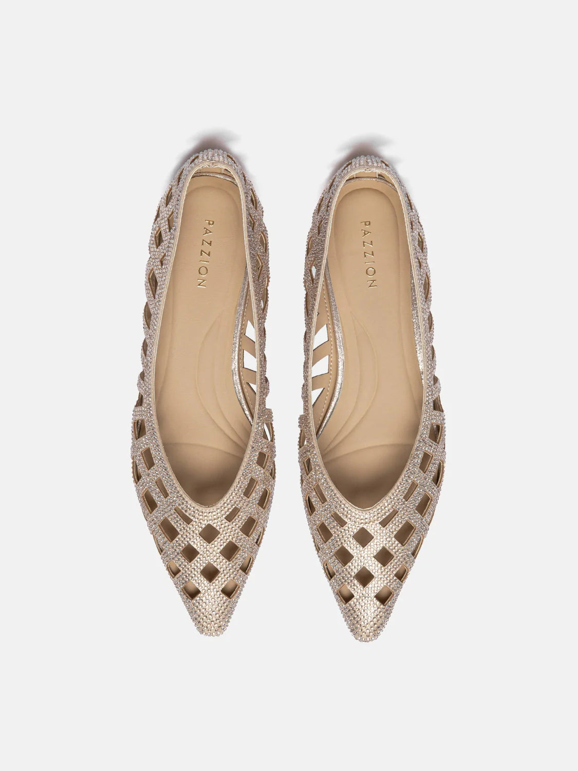 PAZZION, Pavienne Crystal Woven Flats, Almond
