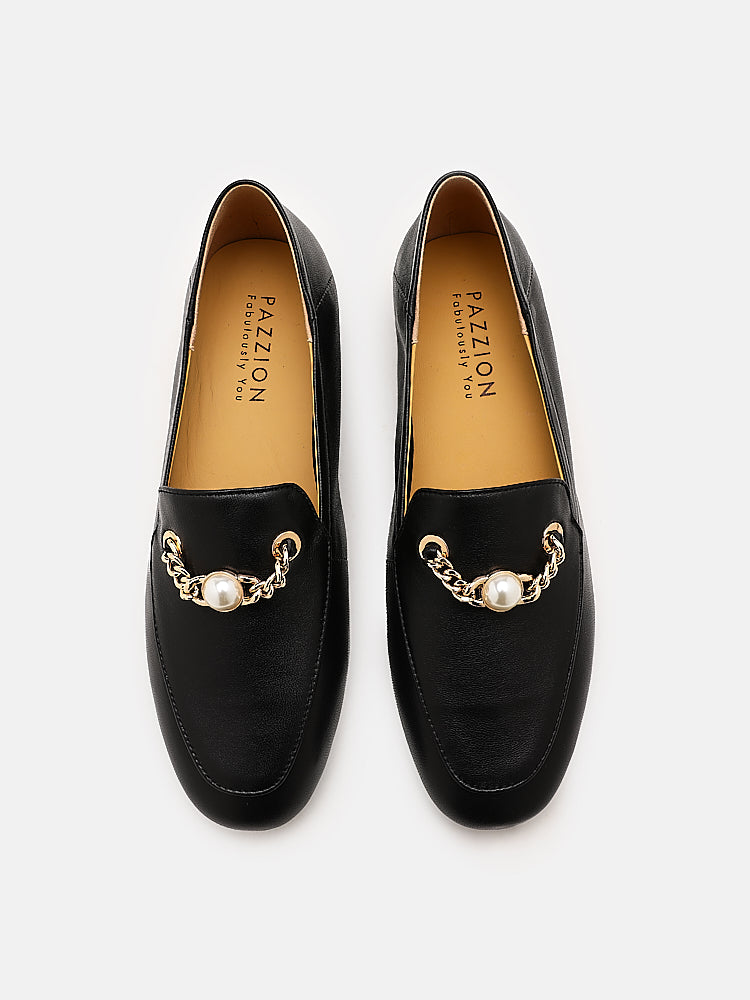 PAZZION, Pearlyn Chained Loafers, Black